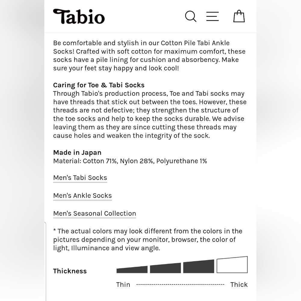 Tabio Japan Premium Cotton Pile Tabi Split-Toe Ankle Socks Sz 25-27cm (US 7-10) - Picture 11 of 15